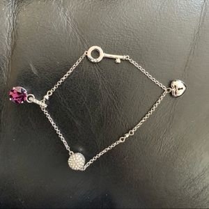 Swarovski Amethyst Crystal Silver Charm Bracelet